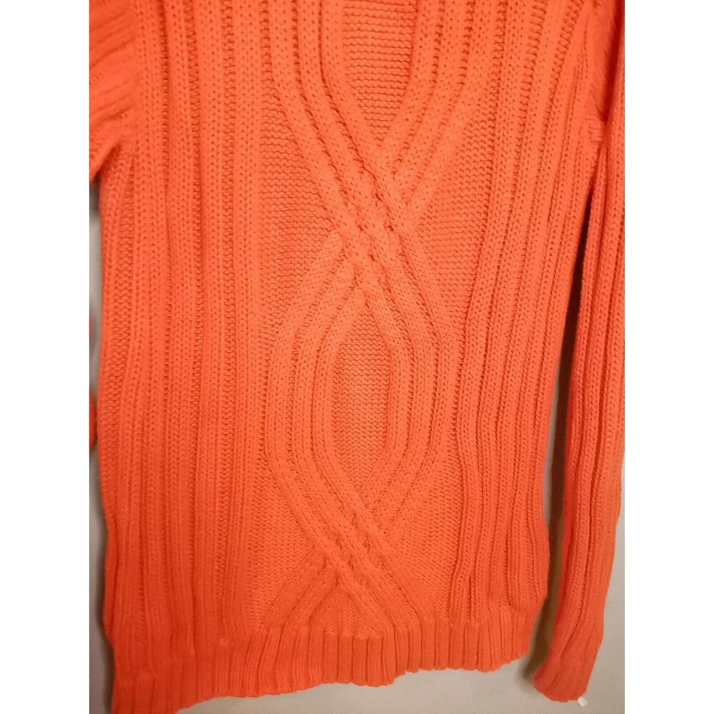 Harley Davidson‎ Pull Over Sweater Mens Heavy Cable Knit Orange Small